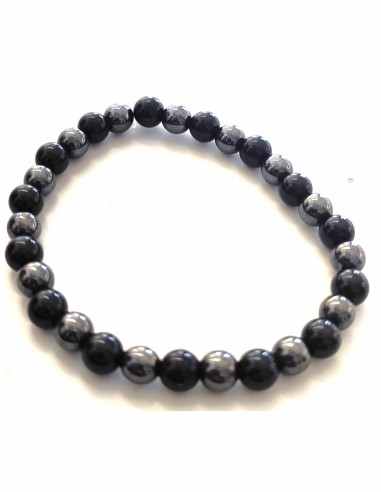 Bracelet hématite obsidienne noire 6mm