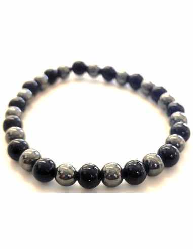Bracelet hématite obsidienne noire 6mm