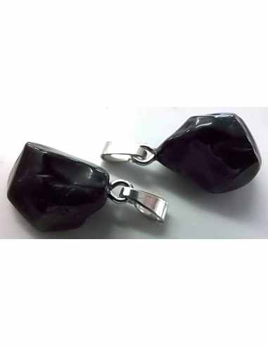 Spinelle noire percé pendentif
