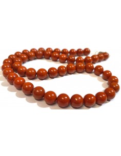 Jaspe rouge 8mm collier fermoir en argent.