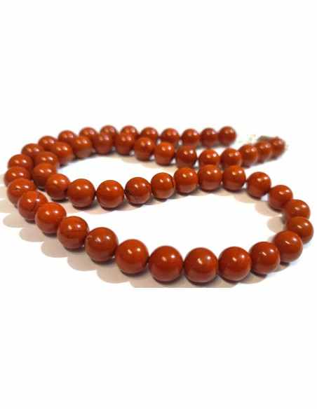 Jaspe rouge 8mm collier fermoir en argent.