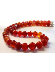 Collier cornaline 8mm facettées