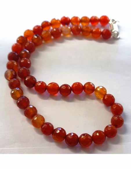 Collier cornaline 8mm facettées