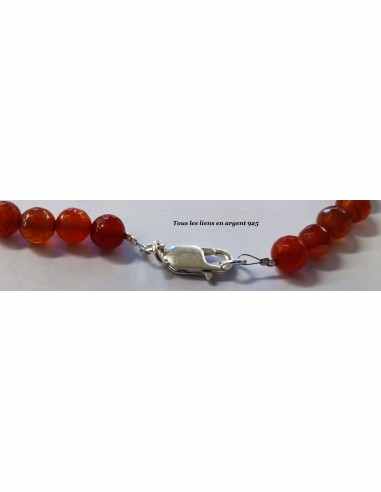 Collier cornaline 8mm facettées