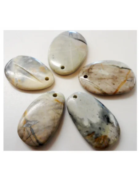 Jaspe feuille d'argent pendentif