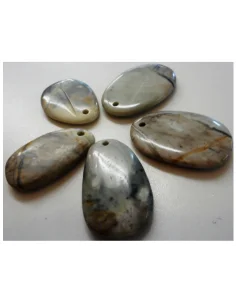 Jaspe feuille d'argent pendentif 2