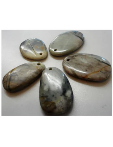Jaspe feuille d'argent pendentif