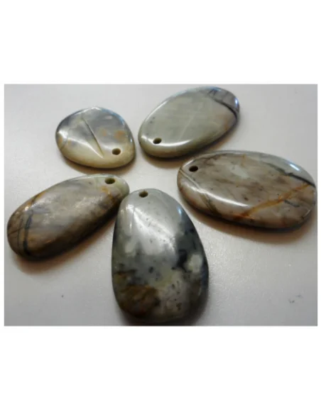 Jaspe feuille d'argent pendentif
