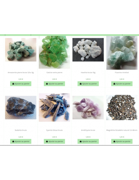 Sélection minéraux calendrier