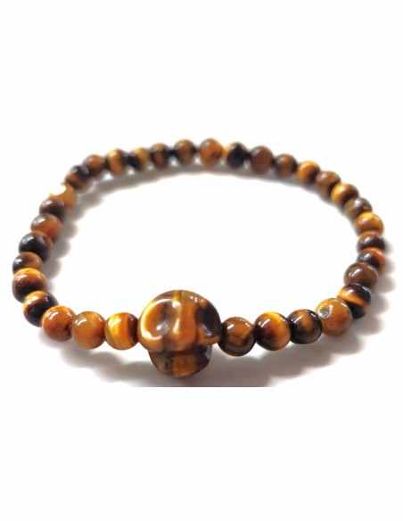 Bracelet oeil de tigre crâne