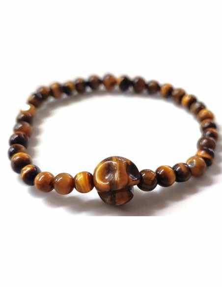 Bracelet oeil de tigre crâne