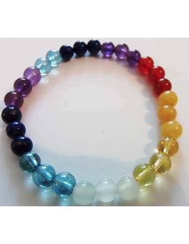 Bracelet sept chakras argent 6mm