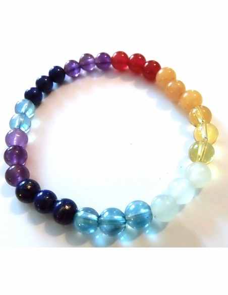 Bracelet sept chakras argent 6mm