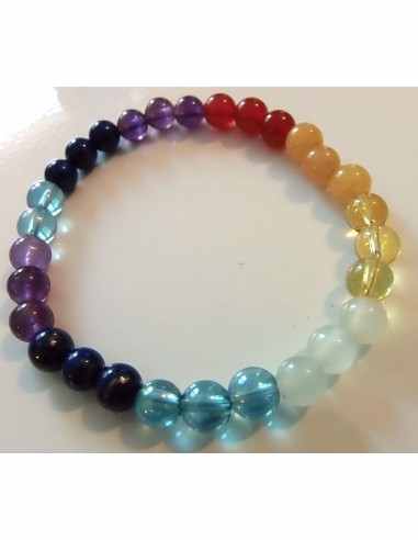 Bracelet sept chakras argent 6mm