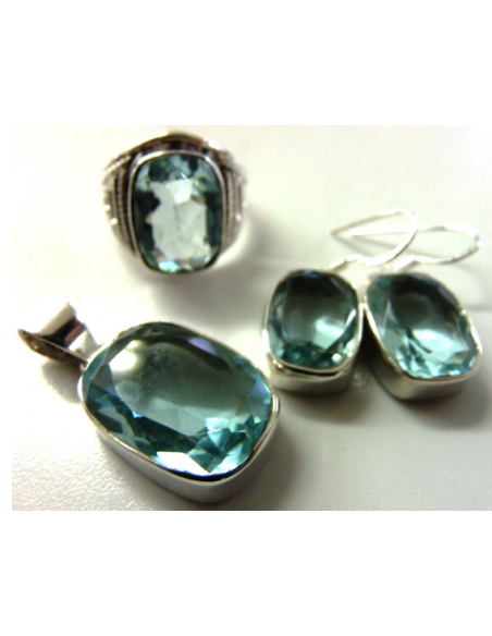 Topaze bleue parure argent