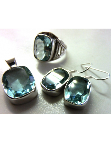 Topaze bleue parure argent