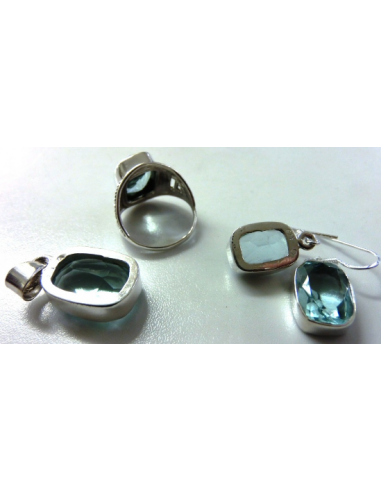 Topaze bleue parure argent