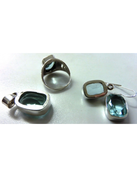 Topaze bleue parure argent