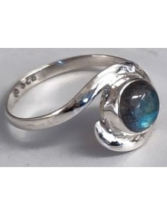 Bague labradorite ronde montée en argent