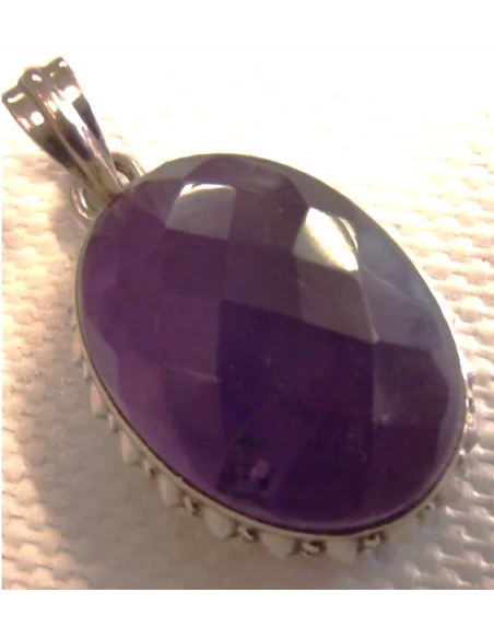 Pendentif amethyste monte en argent