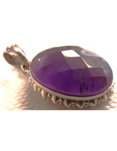 Pendentif amethyste monte en argent
