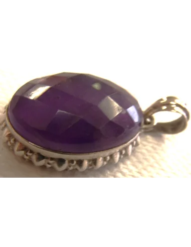Pendentif amethyste monte en argent