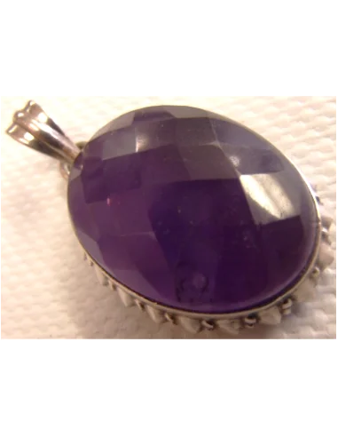 Pendentif amethyste monte en argent