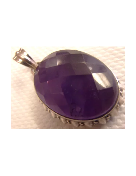 Pendentif amethyste monte en argent