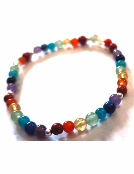 Bracelet 7 chakras 4mm argent