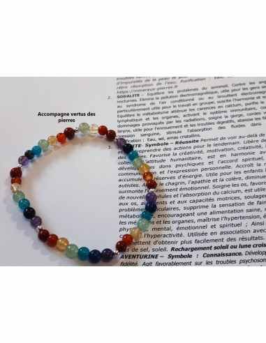 Bracelet 7 chakras 4mm argent