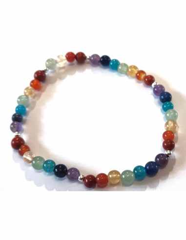 Bracelet 7 chakras 4mm argent