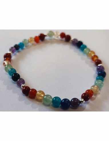 Bracelet 7 chakras 4mm argent