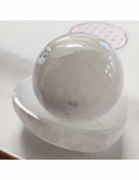 Sphère Selenite 6cm avec base