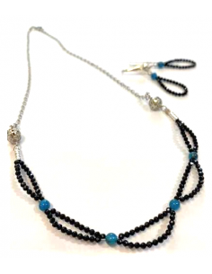 Parure apatite et spinelle noire.
