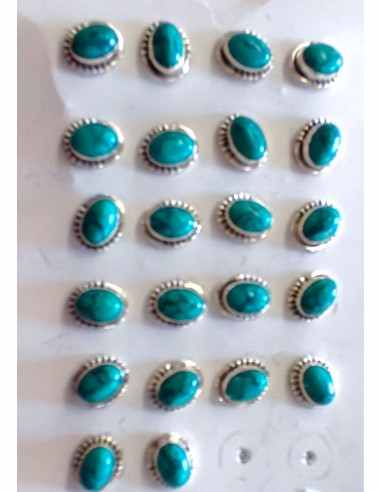 Boucles d'oreilles turquoises ovale - Argent