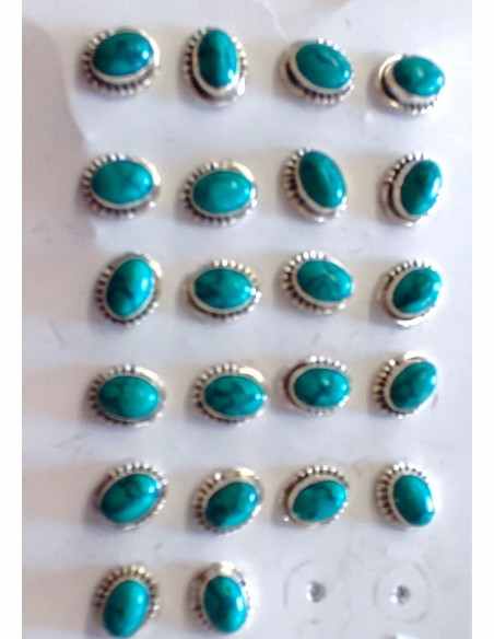 Boucles d'oreilles turquoises ovale - Argent