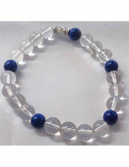 Lapis lazuli et quartz 8mm Bracelet