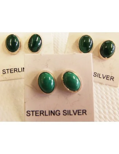 Boucles d'oreilles ovale malachite
