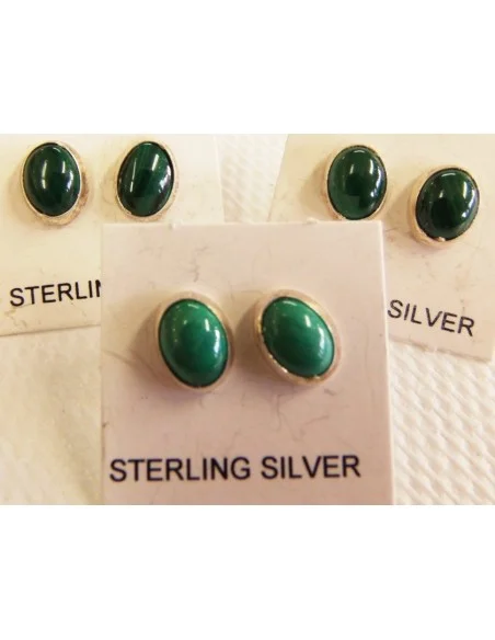 Boucles d'oreilles ovale malachite