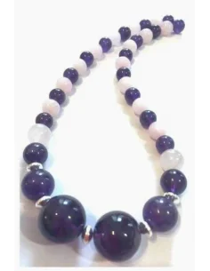 Collier Amethyste, quartz rose