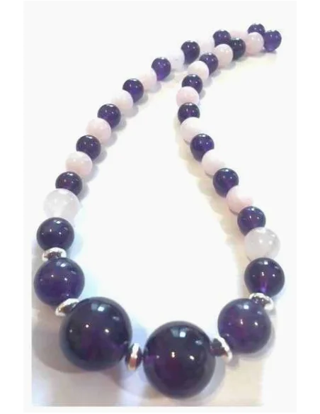 Collier Amethyste, quartz rose