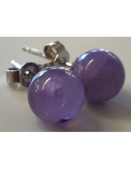Amethyste claire 8mm boucles d'oreilles pouces argent