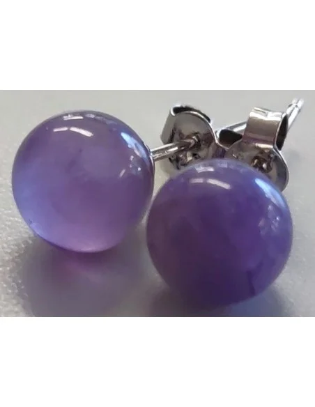 Amethyste claire 8mm boucles d'oreilles pouces argent