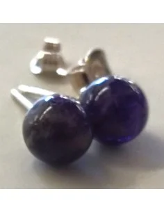 Amethyste foncé 8mm boucles d'oreilles pouces argent 2