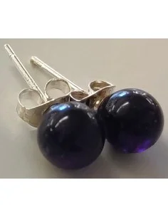 Amethyste foncé 6mm boucles d'oreilles pouces argent 2