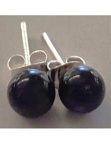 Amethyste foncé 6mm boucles d'oreilles pouces...