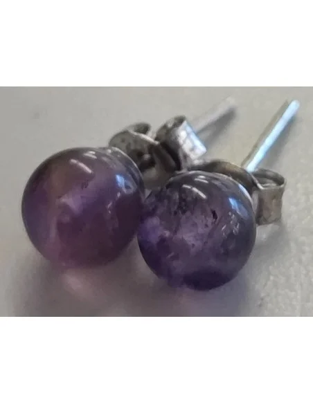 Amethyste claire 6mm boucles d'oreilles pouces argent