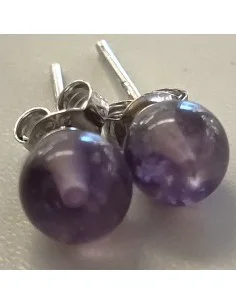 Amethyste claire 6mm boucles d'oreilles pouces argent 2