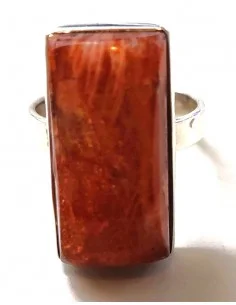 Pierre du soleil bague rectanglaire argent