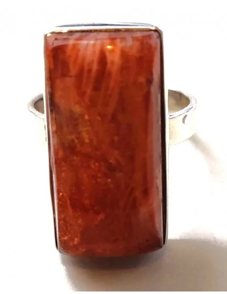 Pierre du soleil bague rectanglaire argent